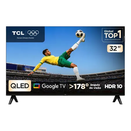 Smart TV TCL 32 Polegadas HD QLED S5K WiFi Bluetooth Google TV 2 HDMI HDR10 Dolby Audio 32S5K