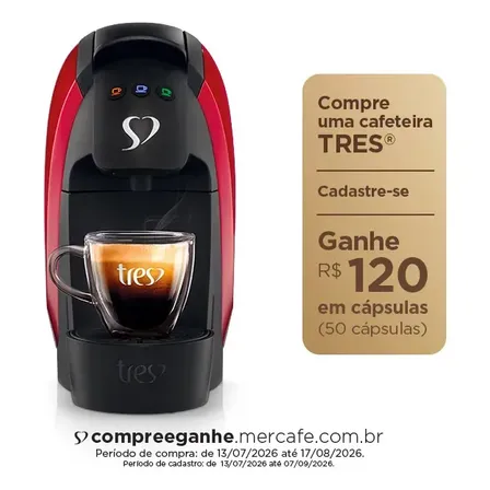 Cafeteira Espresso Luna Vermelha - TRES 3 Corações