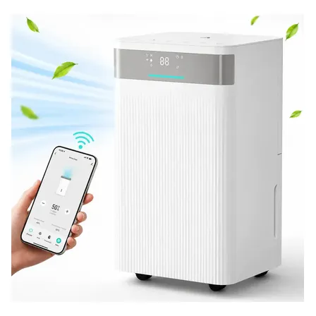 Desumidificador de Ar Airluma 12L/dia com Compressor e Wi-Fi, Timer 24h, Antimofo, 3 Modos, Rodinhas 360°, Drenagem Contínua, para Banheiro, Quarto Infantil e Ambientes com Ar