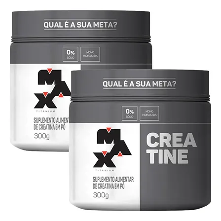Kit 2x Creatina 300g Creatina Monohidratada Max Titanium Sem Sabor Alta Pureza