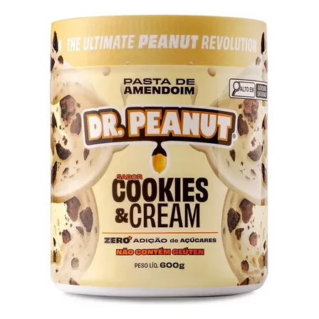 Pasta de Amendoim Dr. Peanut sabor Cookies & Cream de 600g