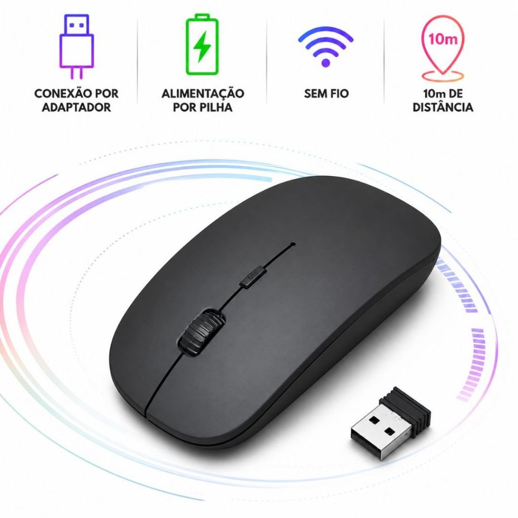 Mouse Sem Fio Portátil Pilha Notebook Tablet Windows mac Linux iPad