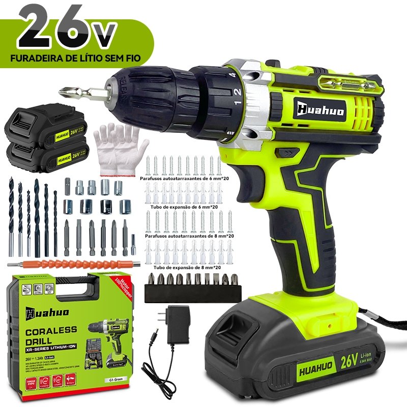 Parafusadeira Furadeira 68V/26V  Baterias Sem Fio Impacto Com Maleta Completo Broca Bits Maleta (110V/220V)~