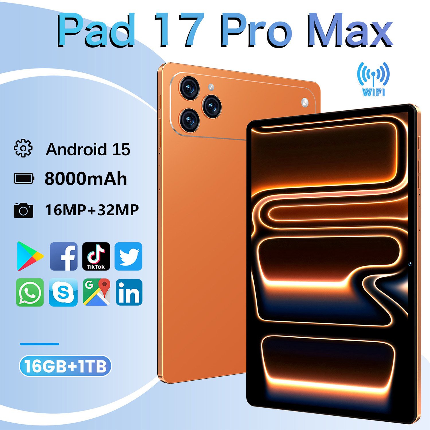 Mais Recente Estilo Pad 17 Pro Max Tablet PC 10.1 Polegadas 16GB + 1TB Para Serviços Comerciais E Android Educacional En