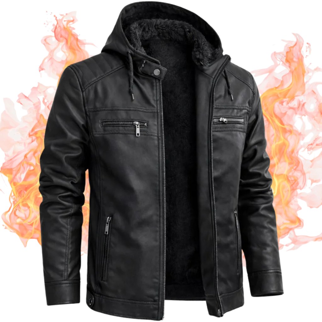 Jaqueta De Couro Masculina Veludo Casaco Inverno Com Capuz
