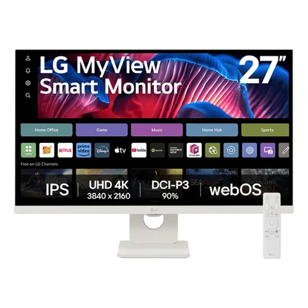 Monitor LG MyView Smart - Tela IPS 27", WebOS, ThinQ Home, Air Play, Screen Share, Bluetooth, – 27SR73U-W