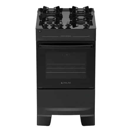 Fogão 4 Bocas Atlas Mônaco Top Glass Automático Mesa De Vidro Preto