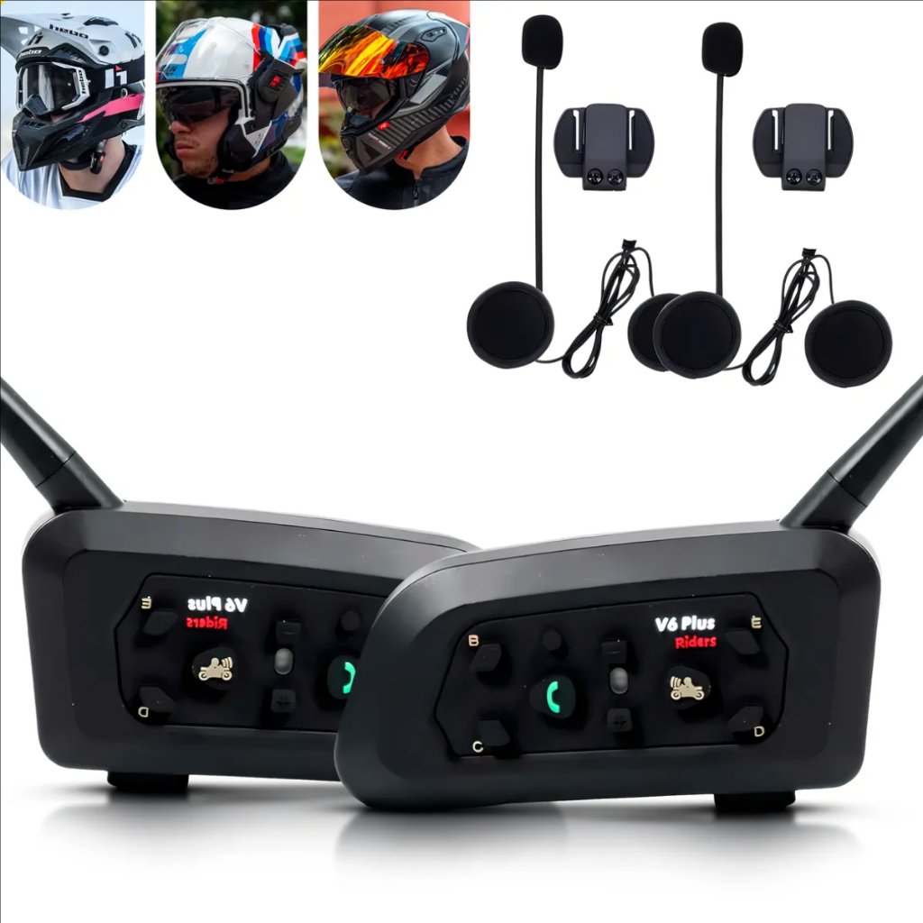 Intercomunicador Capacete De Moto Bluetooth Com Fone e Microfone V6 Plus
