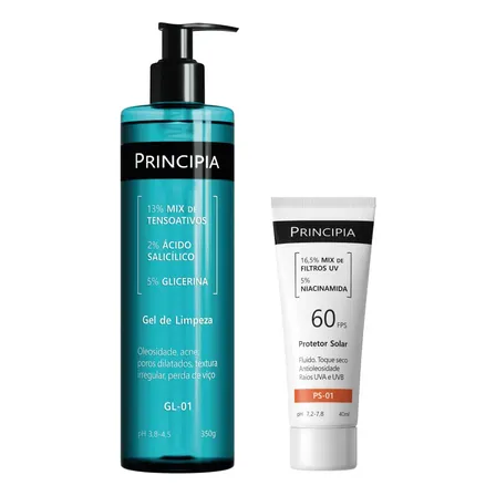 Principia Kit Gel de Limpeza GL-01 + Protetor Solar Facial PS-01 FPS 60
