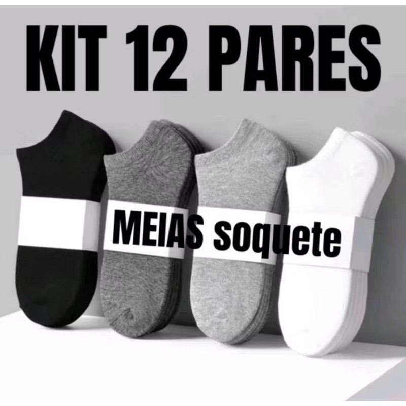 Kits de Meias Soquete Unissex Premium Masculina e Feminina